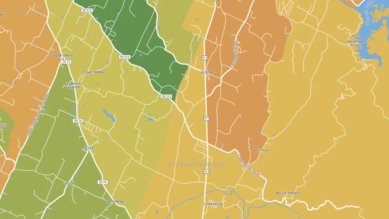 Old Fort, TN Map of Murder Rates