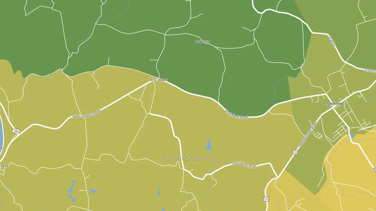 Old Frame, PA Map of Murder Rates