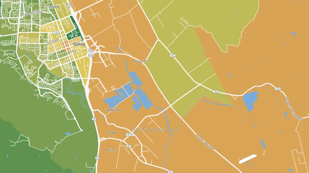 Old Gilroy, CA Map of Murder Rates