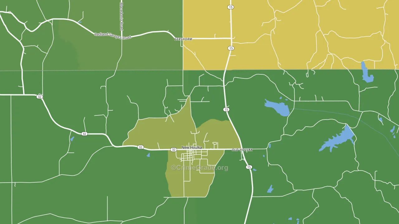 Old Houlka, MS Map of Murder Rates