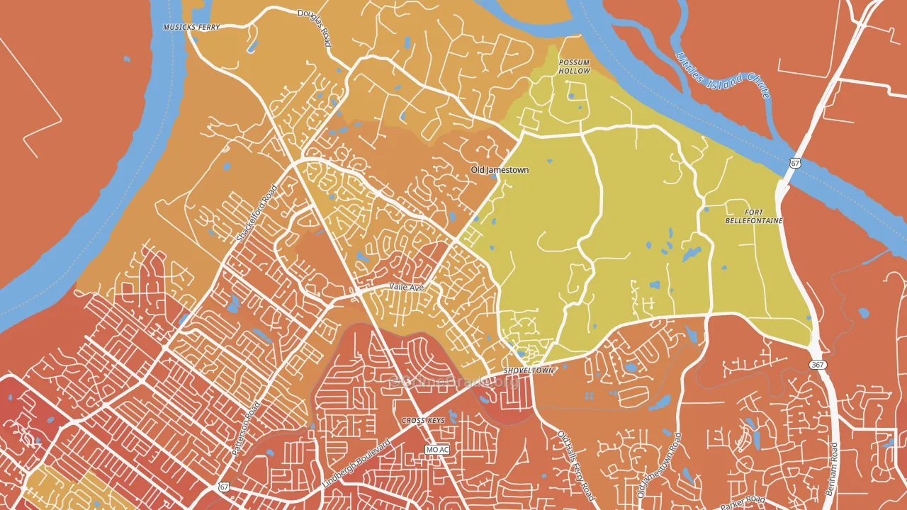 Old Jamestown, MO Map of Murder Rates