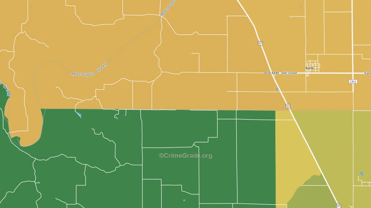 Old Kane, IL Map of Murder Rates
