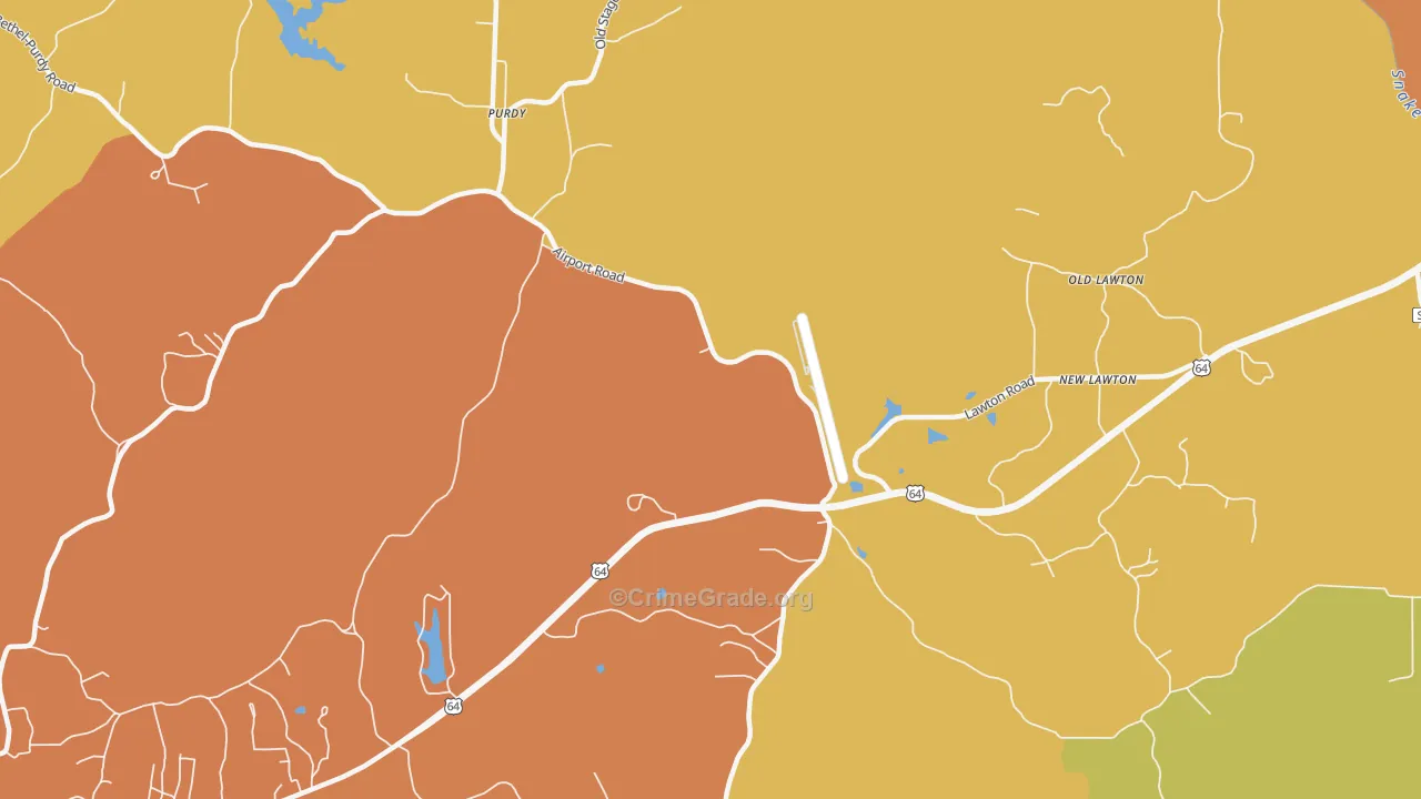 Old Lawton, TN Map of Murder Rates
