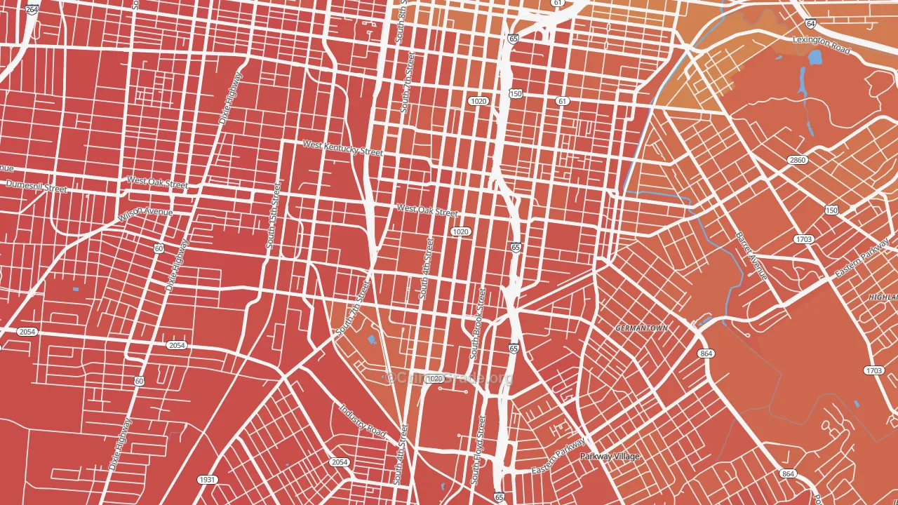 Old Louisville, Louisville, KY Map of Murder Rates