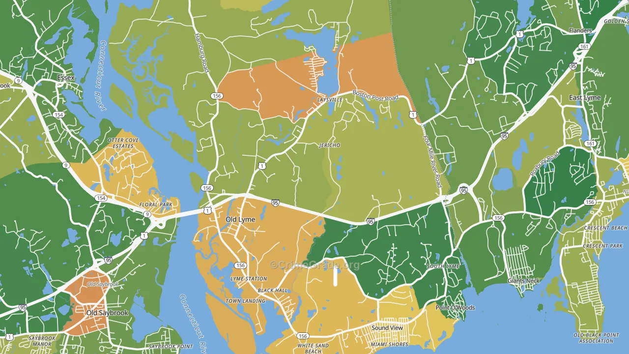 Old Lyme, CT Map of Murder Rates