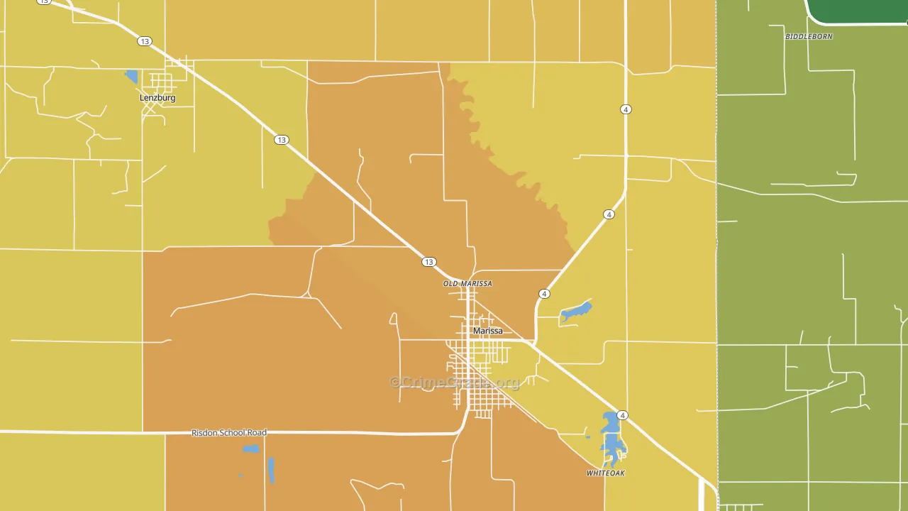 Old Marissa, IL Map of Murder Rates