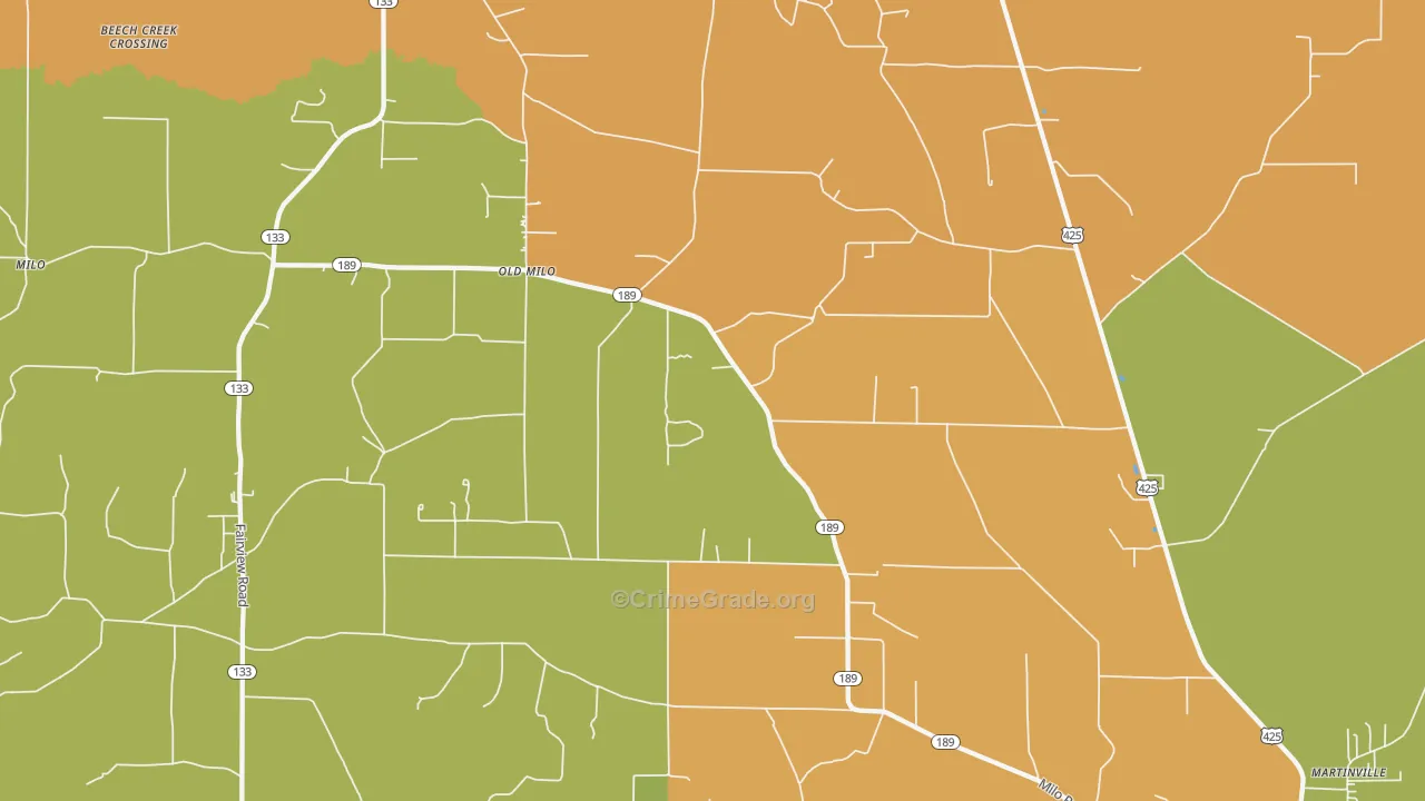 Old Milo, AR Map of Murder Rates