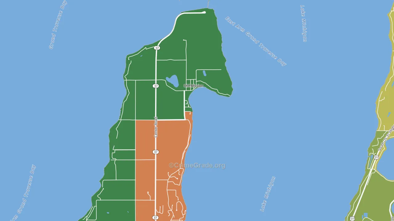 Old Mission, MI Map of Murder Rates