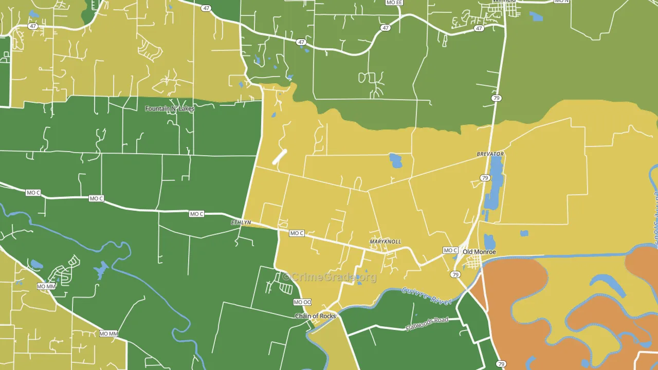 Old Monroe, MO Map of Murder Rates