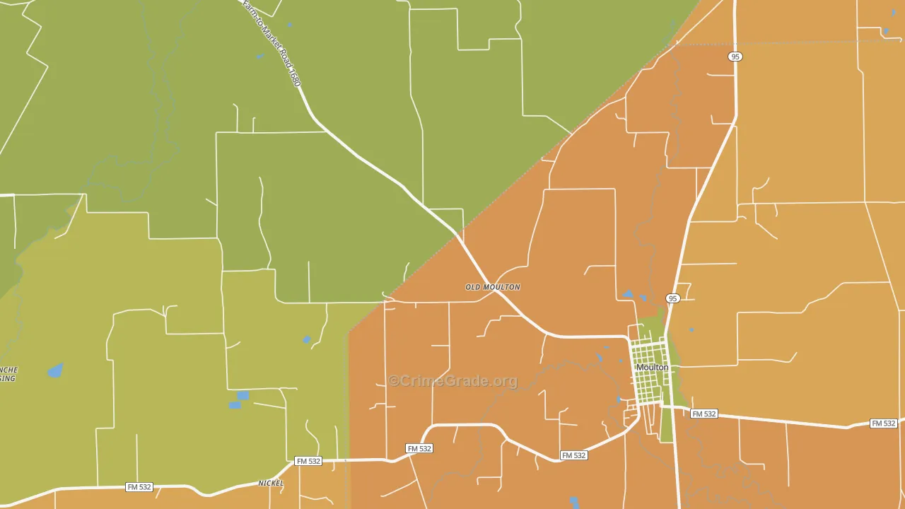 Old Moulton, TX Map of Murder Rates