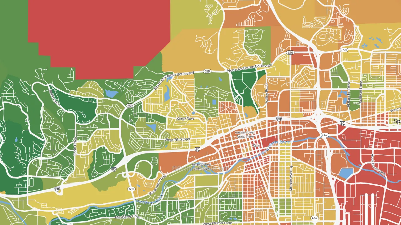 Old Northwest-West University, Reno, NV Map of Murder Rates