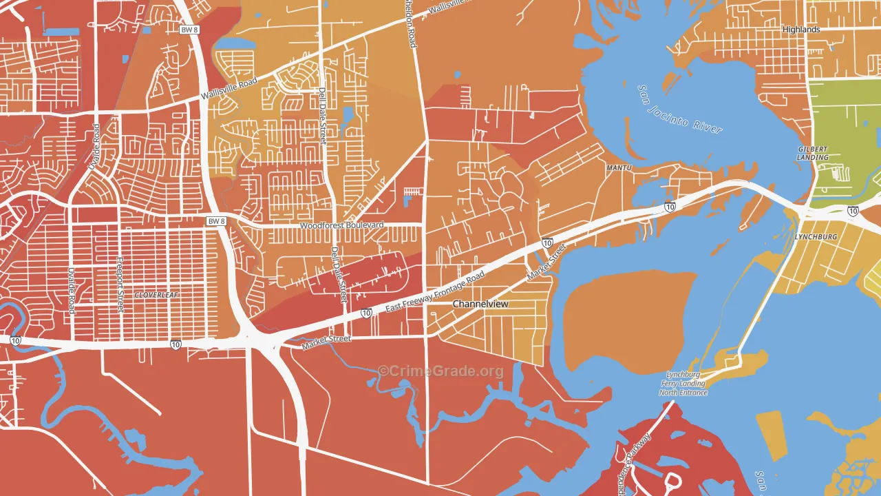 Old River Terrace, Channelview, TX Map of Murder Rates