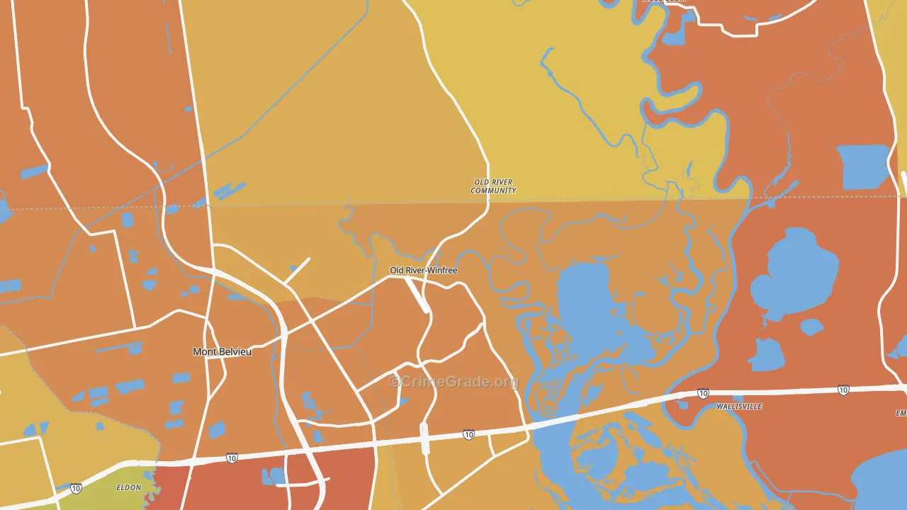 Old River-Winfree, TX Map of Murder Rates