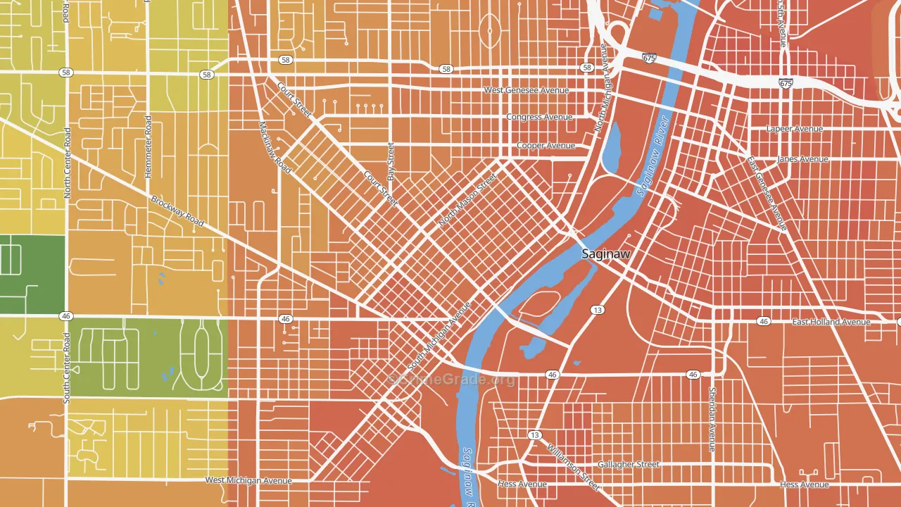 Old Saginaw City, Saginaw, MI Map of Murder Rates