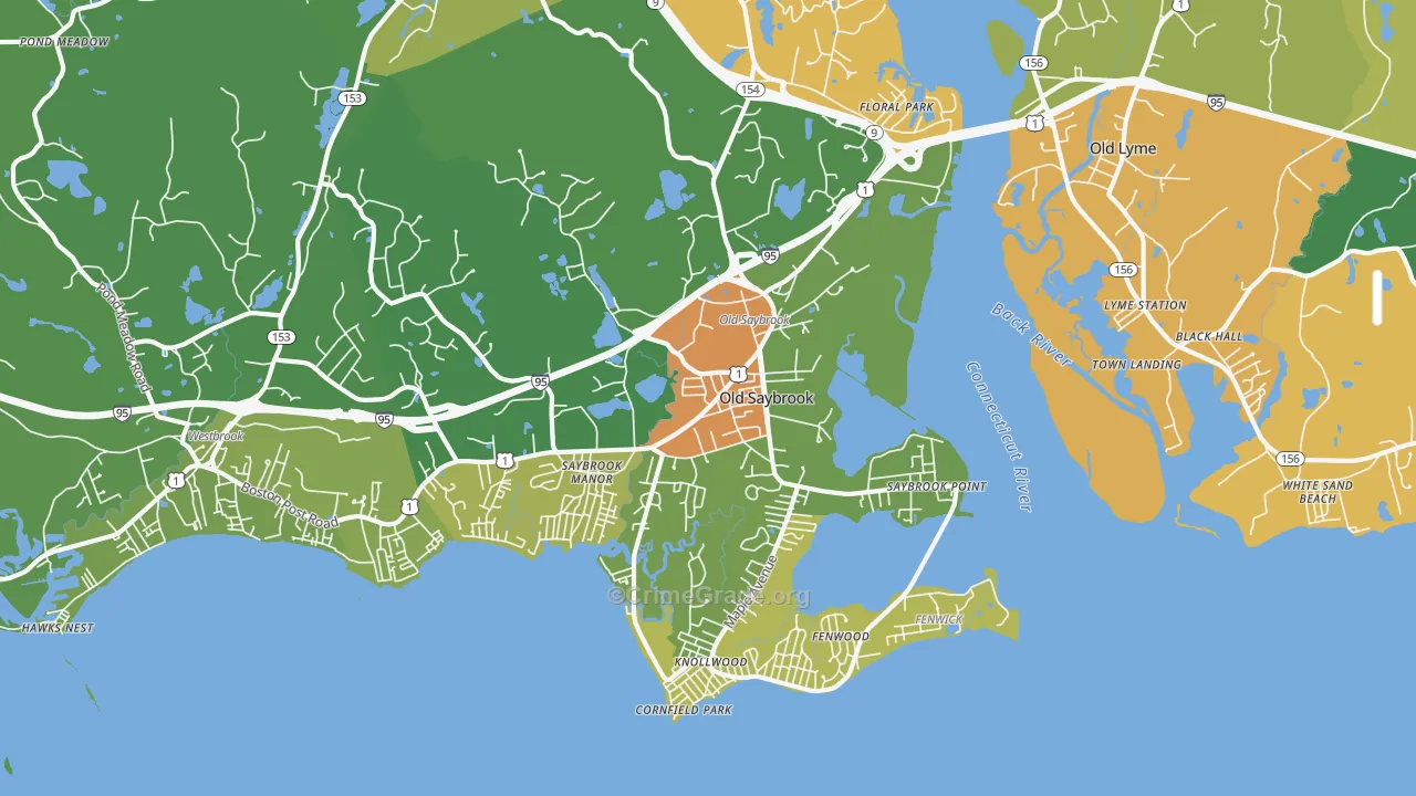 Old Saybrook, CT Map of Murder Rates