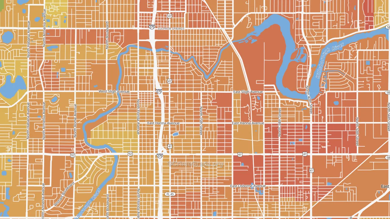 Old Seminol Heights, Tampa, FL Map of Murder Rates