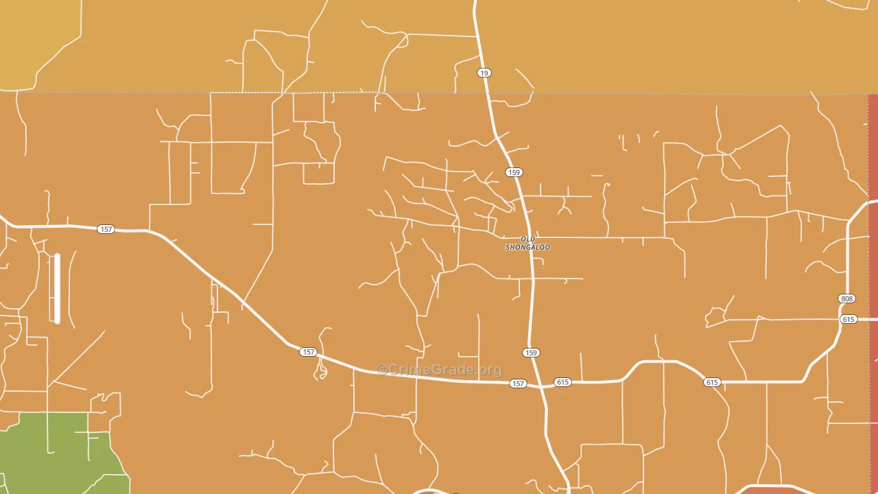 Old Shongaloo, LA Map of Murder Rates