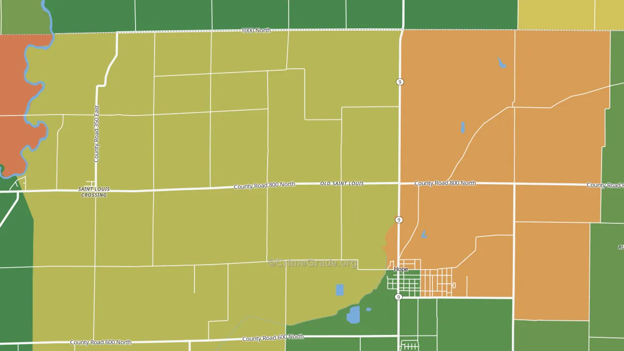 Old St. Louis, IN Map of Murder Rates