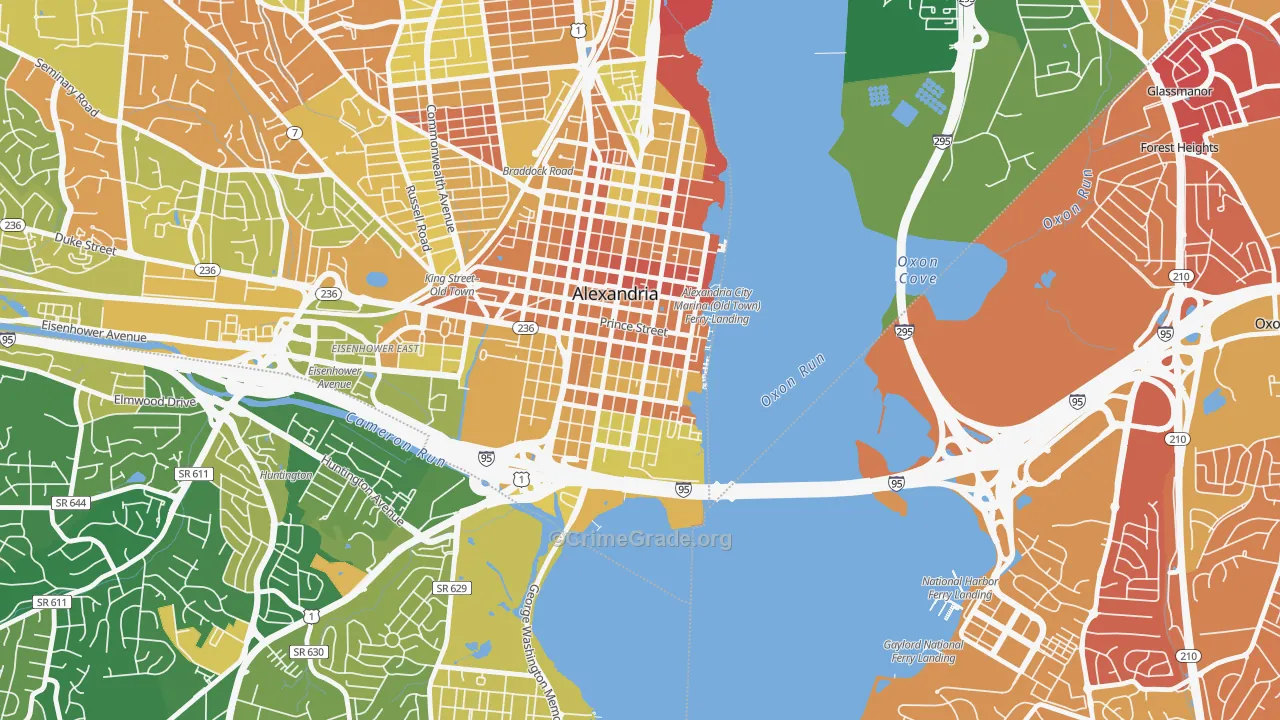 Old Town, Alexandria, VA Map of Murder Rates