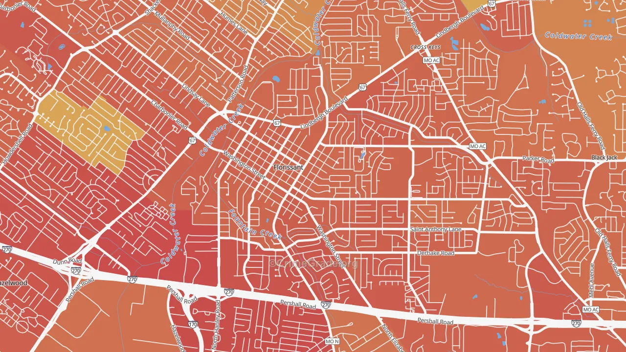 Old Town Florissant, Florissant, MO Map of Murder Rates