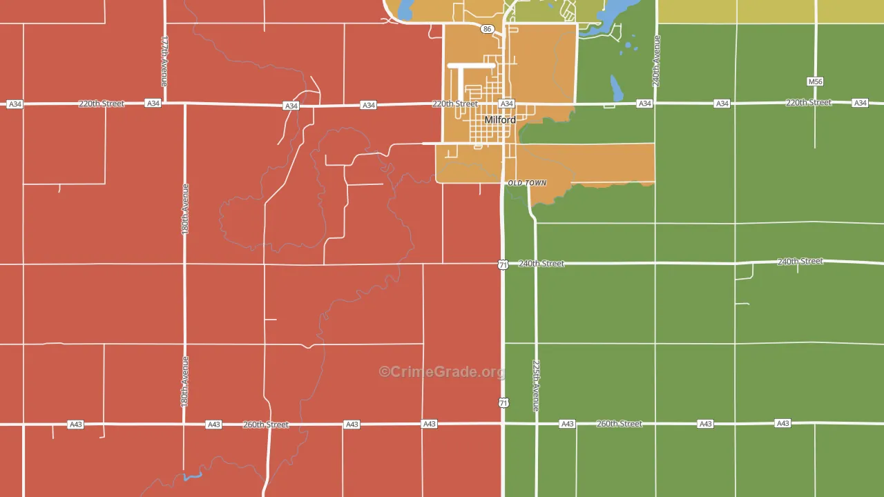 Old Town, IA Map of Murder Rates