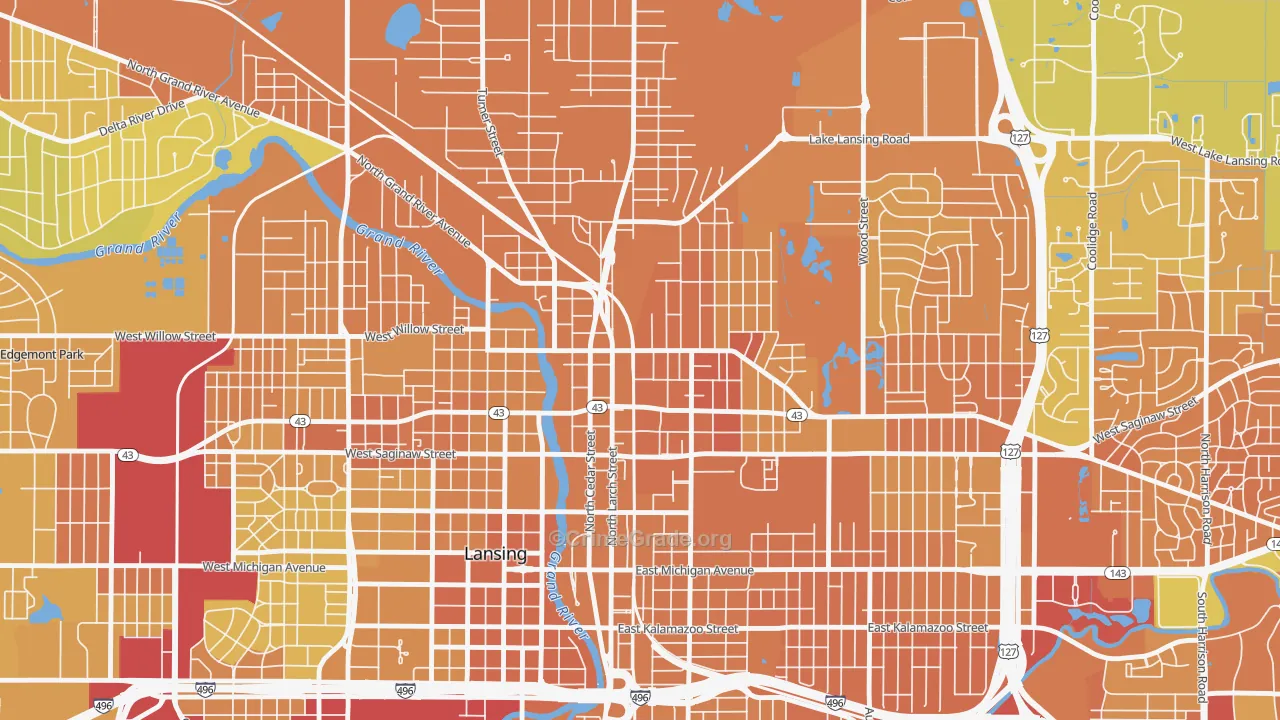 Old Town, Lansing, MI Map of Murder Rates