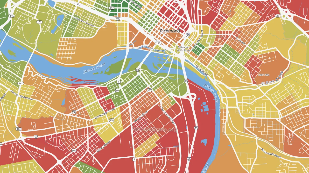 Old Town Manchester, Richmond, VA Map of Murder Rates