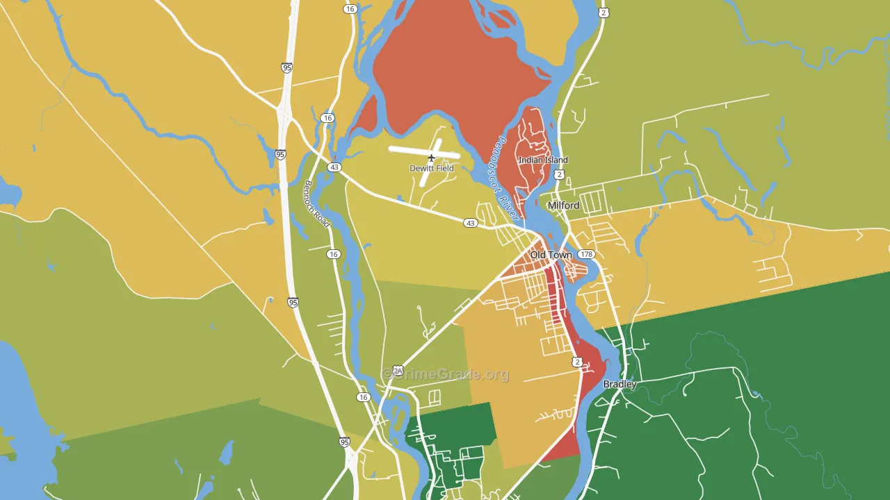 Old Town, ME Map of Murder Rates