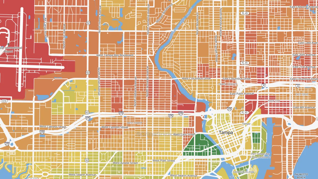 Old West Tampa, Tampa, FL Map of Murder Rates