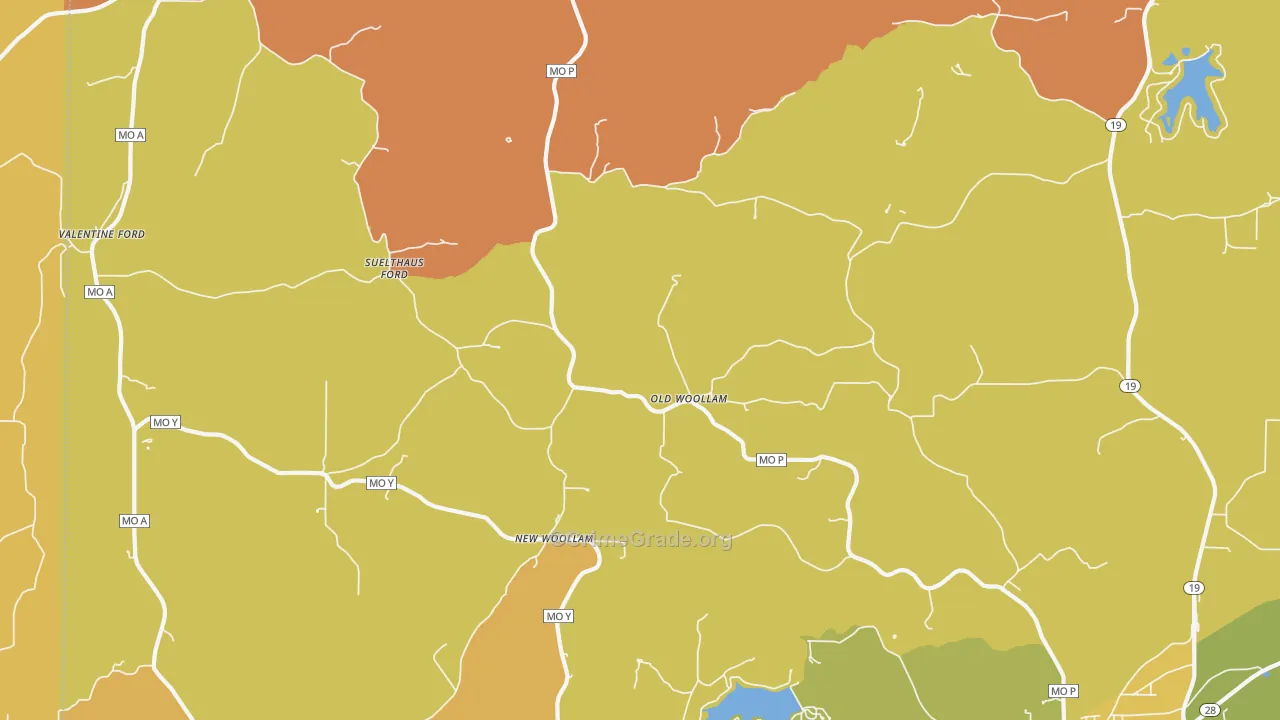 Old Woollam, MO Map of Murder Rates