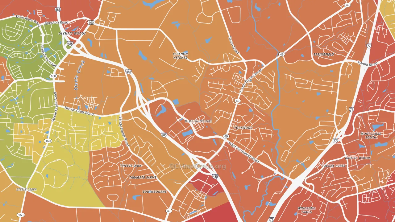 Olde Whitehall, Charlotte, NC Map of Murder Rates