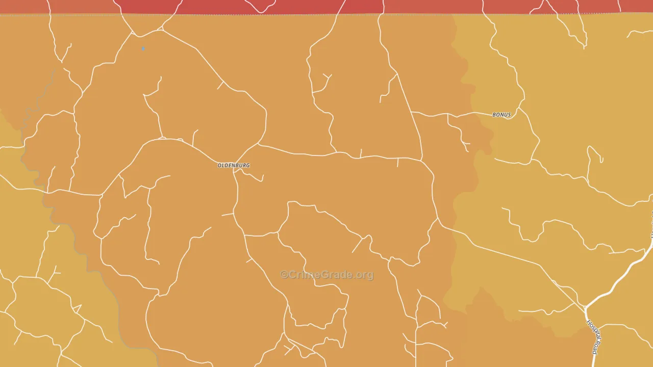 Oldenburg, MS Map of Murder Rates