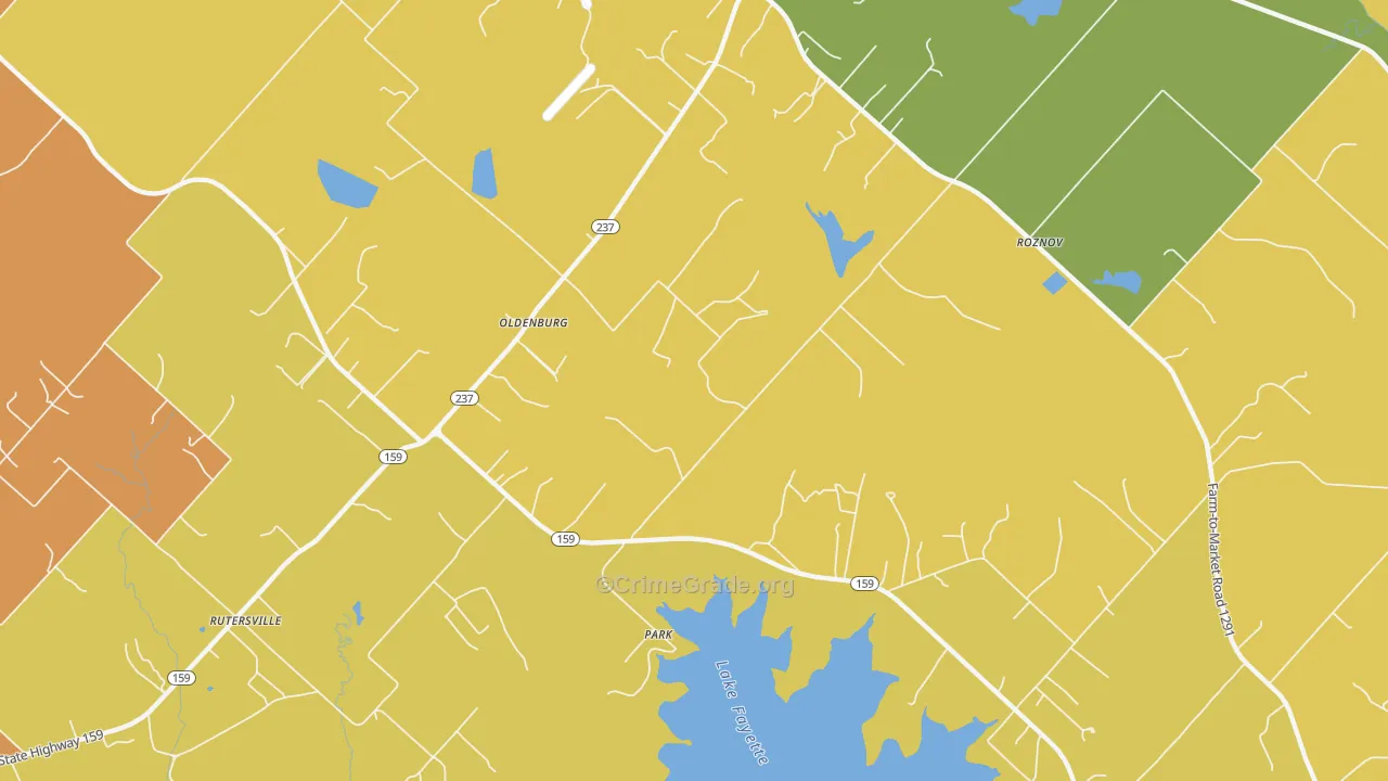 Oldenburg, TX Map of Murder Rates