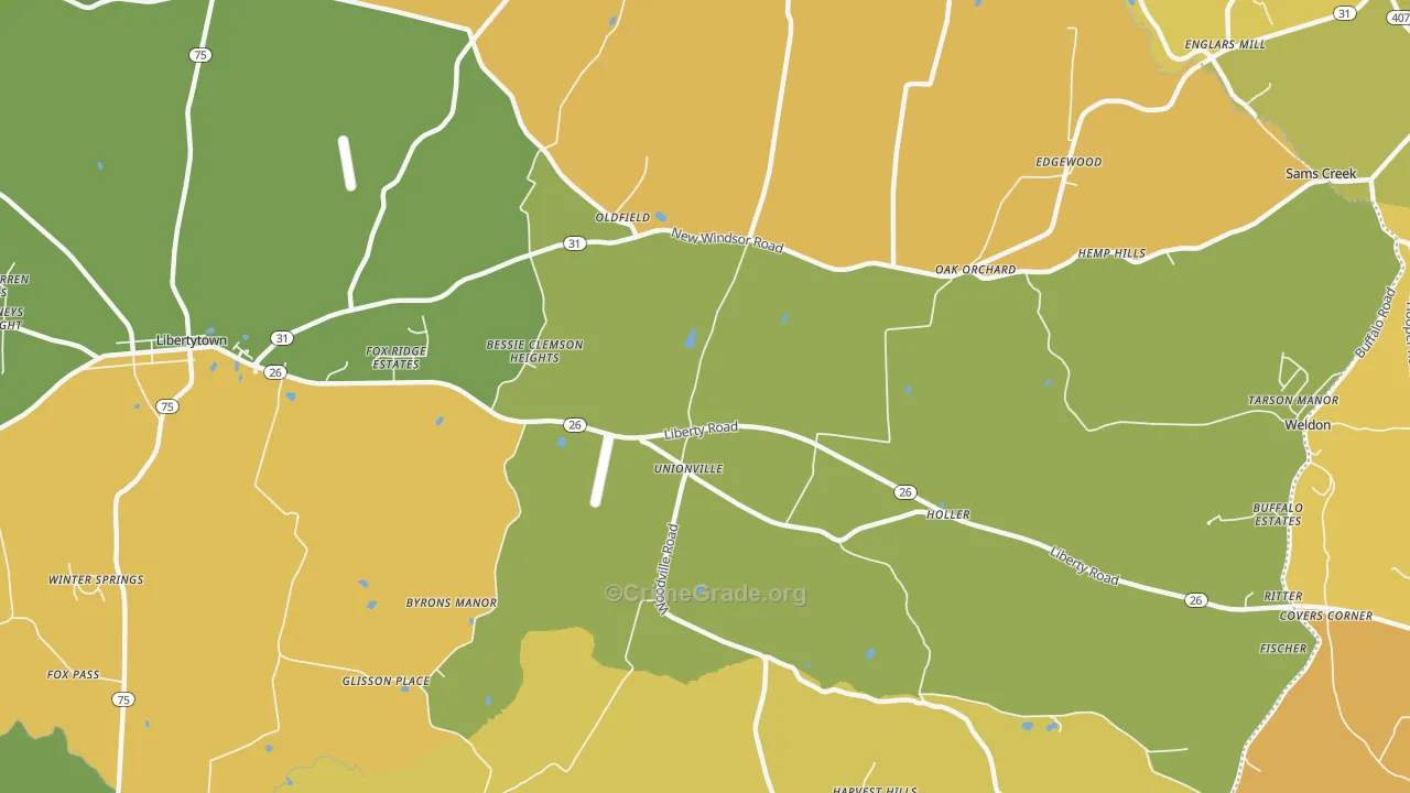 Oldfield, MD Map of Murder Rates