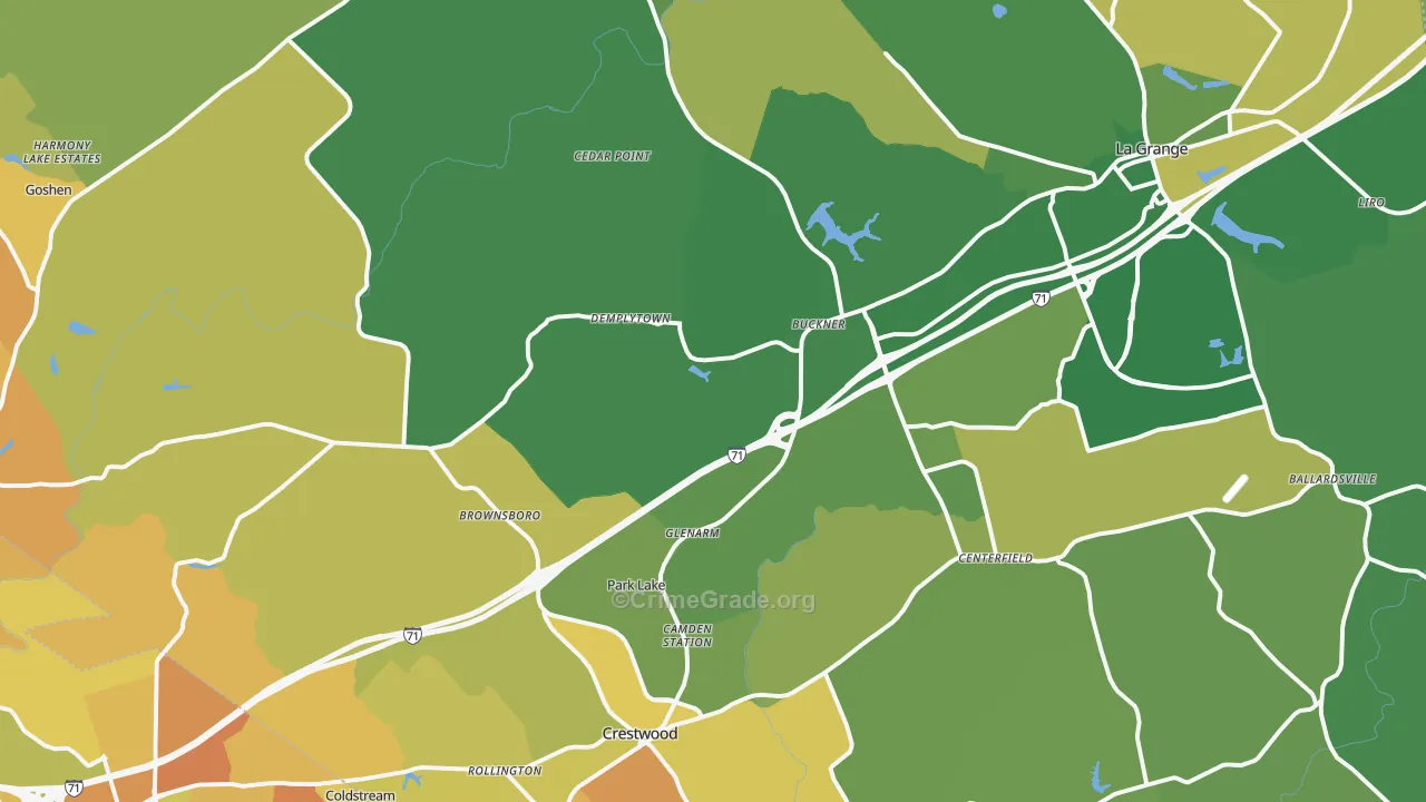 Oldham County, KY Map of Murder Rates