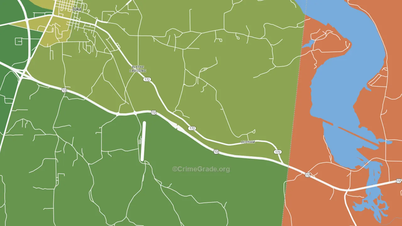 Oldham, MS Map of Murder Rates