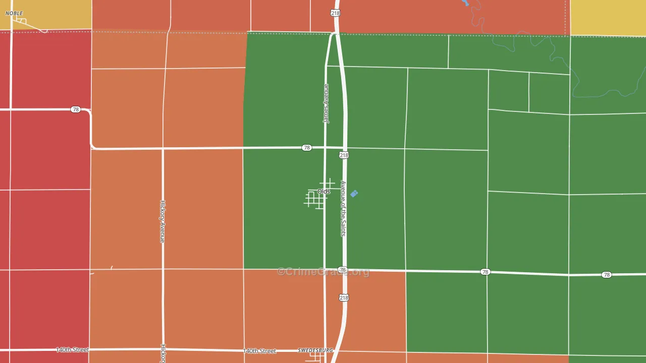 Olds, IA Map of Murder Rates