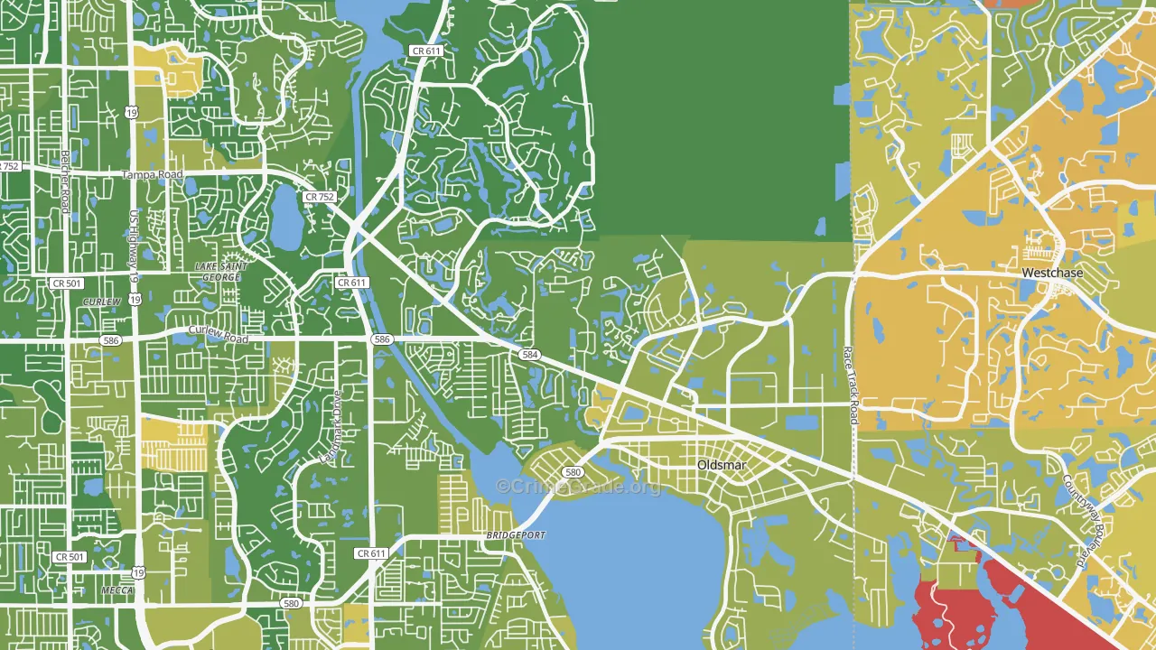 Oldsmar, FL Map of Murder Rates