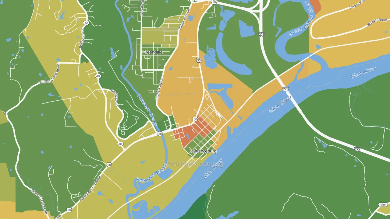 Oldtown, IN Map of Murder Rates