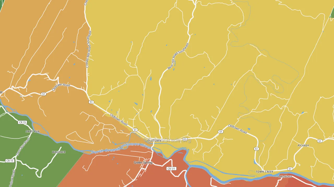 Oldtown, MD Map of Murder Rates