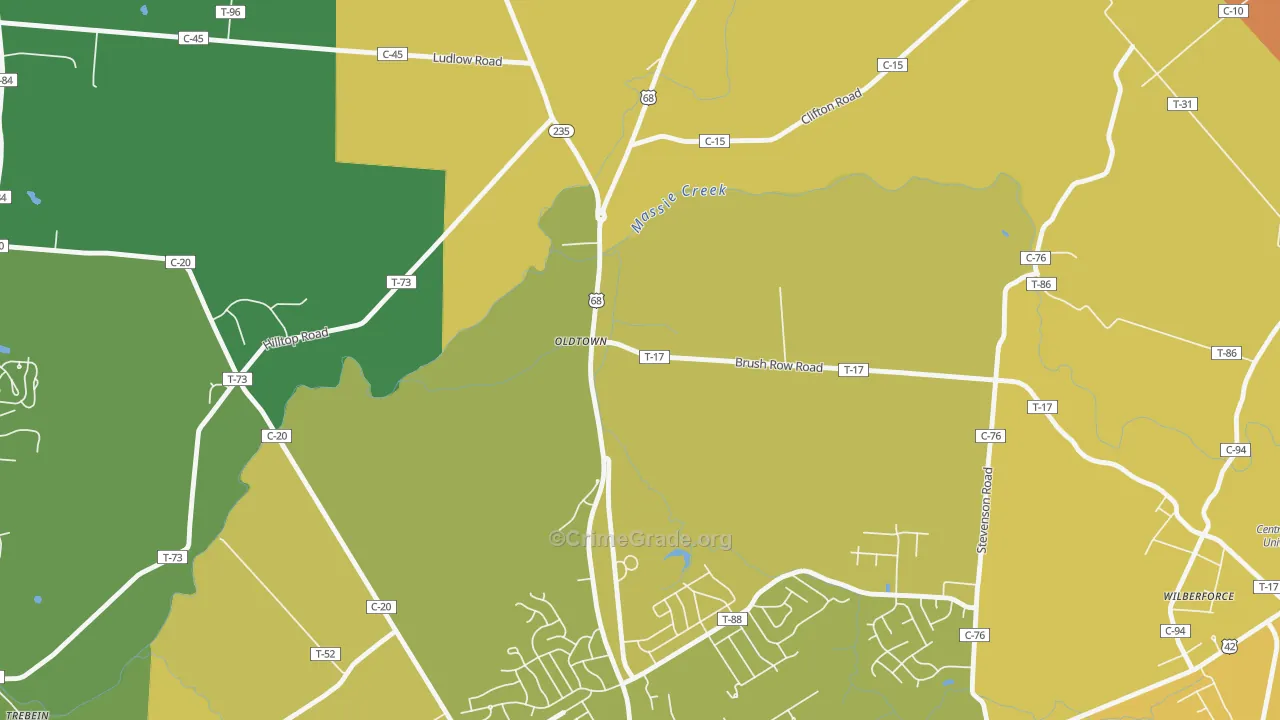 Oldtown, OH Map of Murder Rates