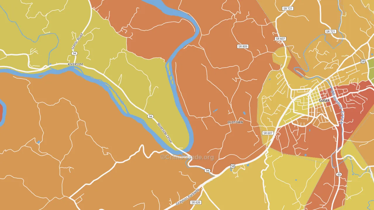 Oldtown, VA Map of Murder Rates