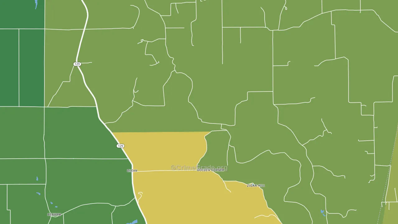 Olean, IN Map of Murder Rates