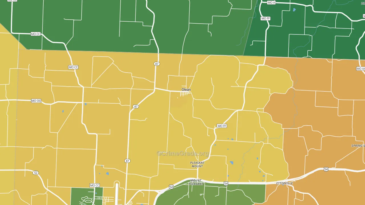 Olean, MO Map of Murder Rates