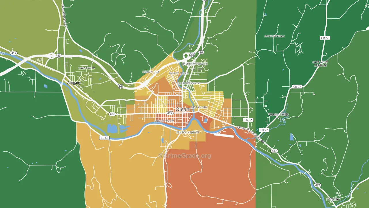 Olean, NY Map of Murder Rates