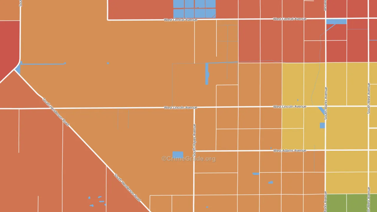Oleander, CA Map of Murder Rates