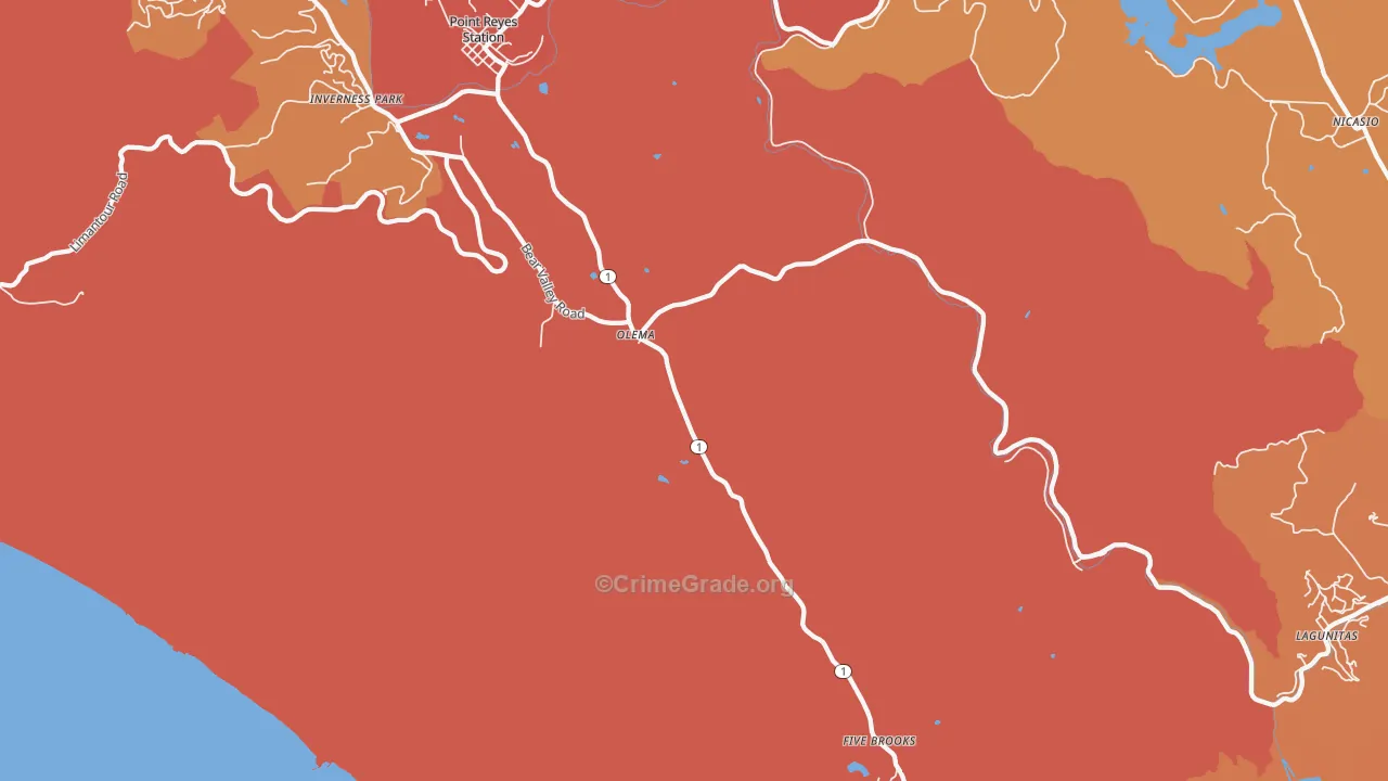 Olema, CA Map of Murder Rates