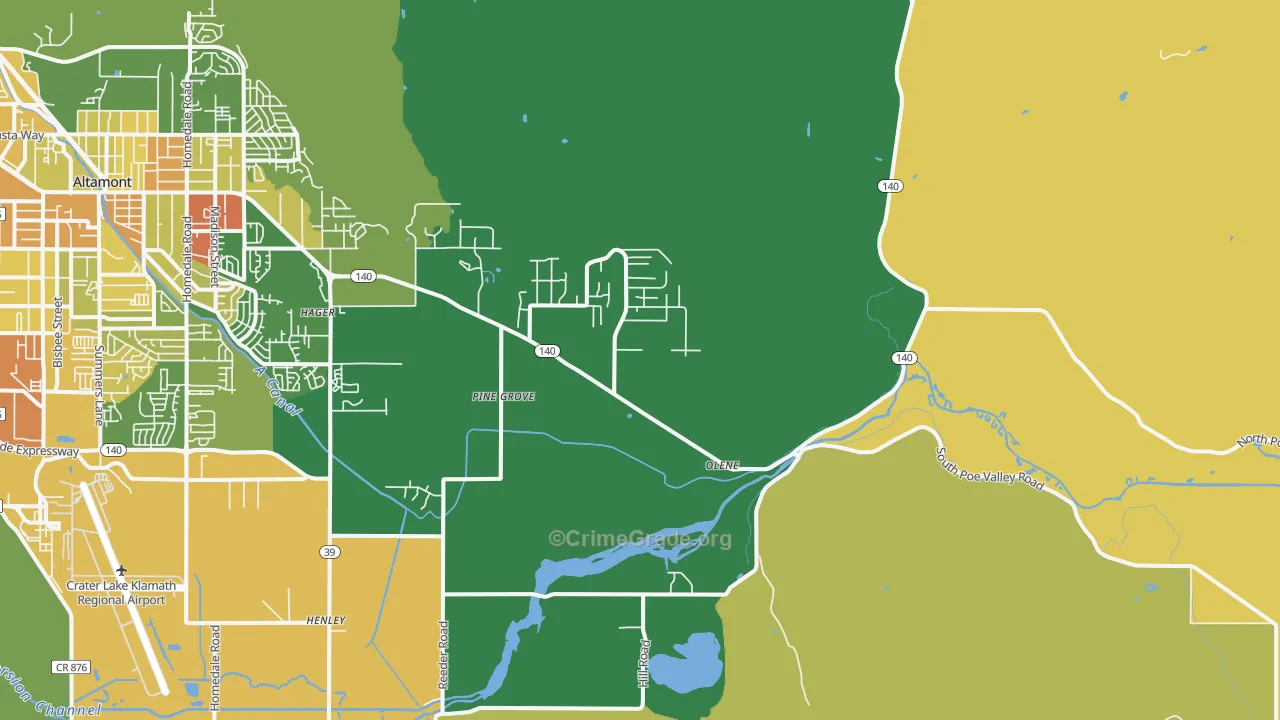 Olene, OR Map of Murder Rates