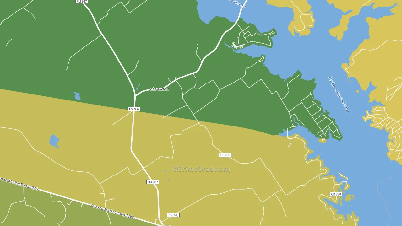 Oletha, TX Map of Murder Rates