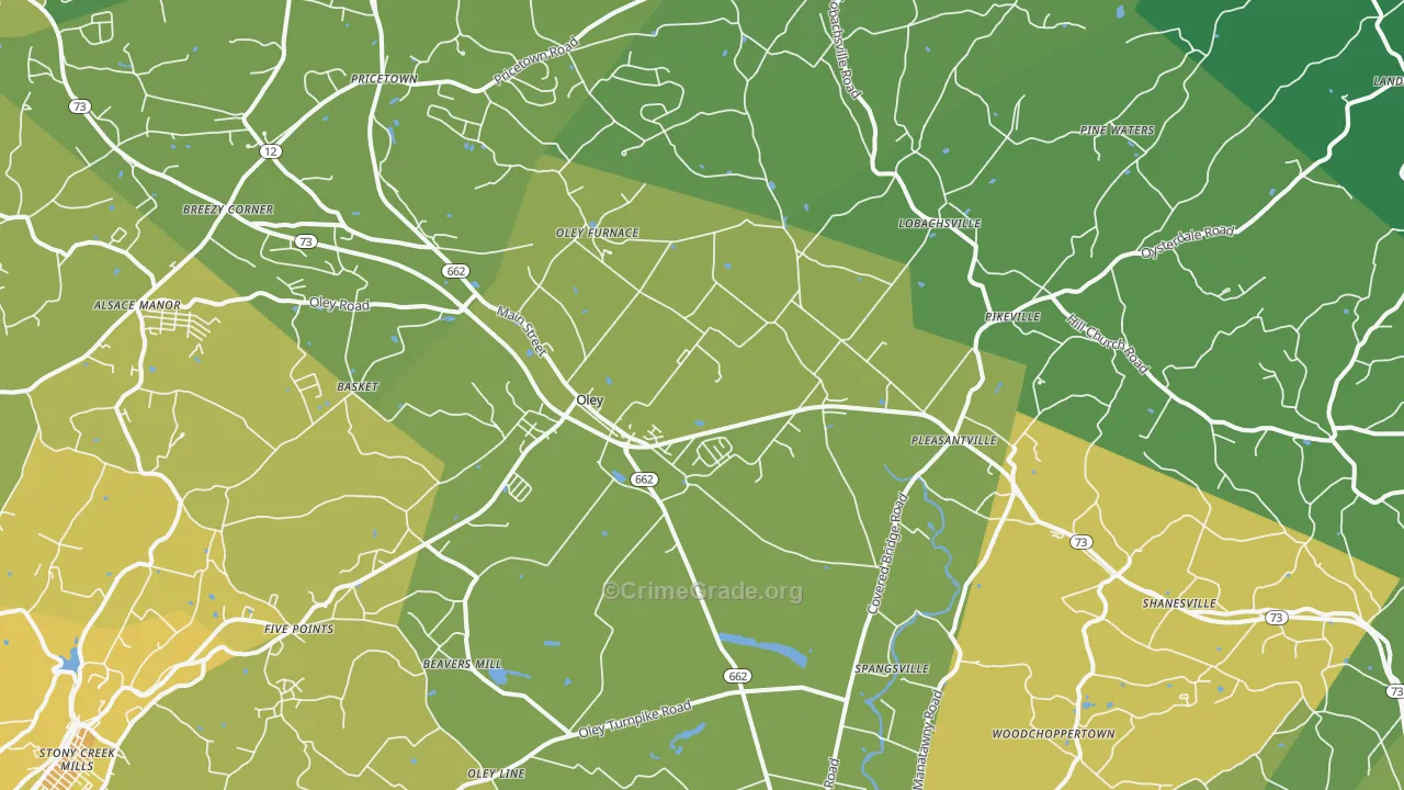 Oley, PA Map of Murder Rates